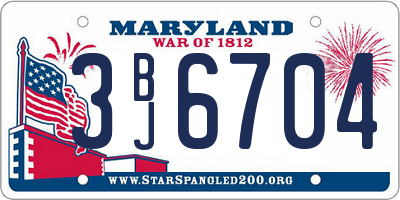 MD license plate 3BJ6704