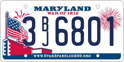 MD license plate 3BJ6801