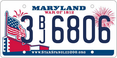 MD license plate 3BJ6806