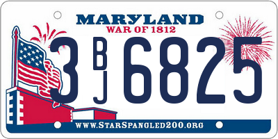 MD license plate 3BJ6825