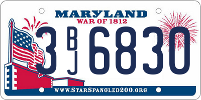 MD license plate 3BJ6830