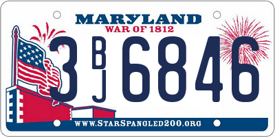 MD license plate 3BJ6846