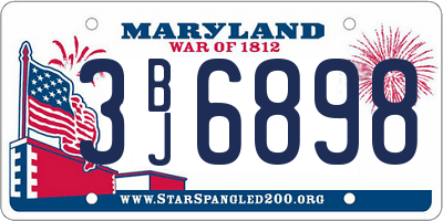 MD license plate 3BJ6898
