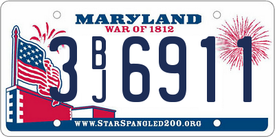 MD license plate 3BJ6911