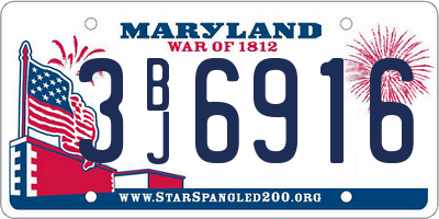 MD license plate 3BJ6916