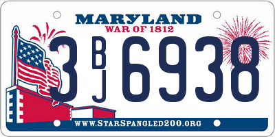MD license plate 3BJ6938