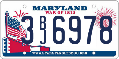 MD license plate 3BJ6978