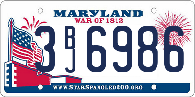 MD license plate 3BJ6986