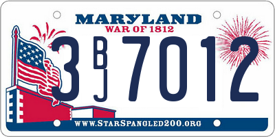 MD license plate 3BJ7012