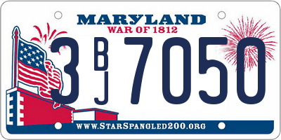 MD license plate 3BJ7050