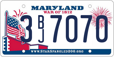 MD license plate 3BJ7070