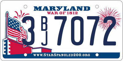 MD license plate 3BJ7072