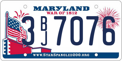 MD license plate 3BJ7076