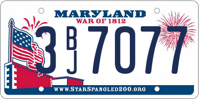 MD license plate 3BJ7077