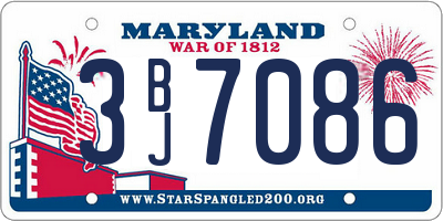 MD license plate 3BJ7086