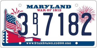 MD license plate 3BJ7182