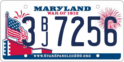 MD license plate 3BJ7256
