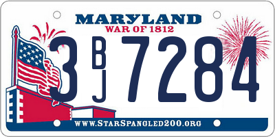 MD license plate 3BJ7284