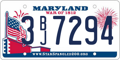 MD license plate 3BJ7294