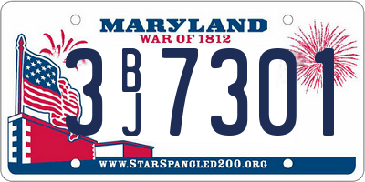 MD license plate 3BJ7301