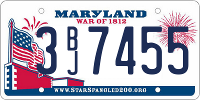 MD license plate 3BJ7455