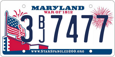 MD license plate 3BJ7477