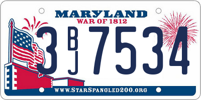 MD license plate 3BJ7534