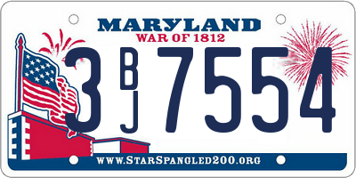 MD license plate 3BJ7554