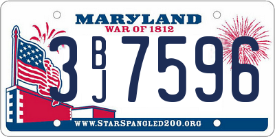 MD license plate 3BJ7596