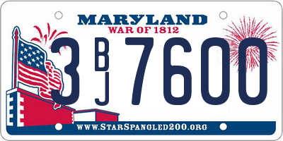 MD license plate 3BJ7600