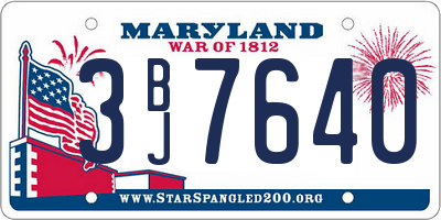 MD license plate 3BJ7640