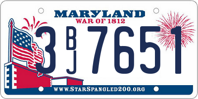 MD license plate 3BJ7651