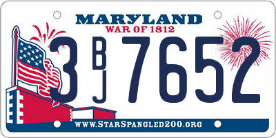 MD license plate 3BJ7652
