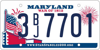 MD license plate 3BJ7701