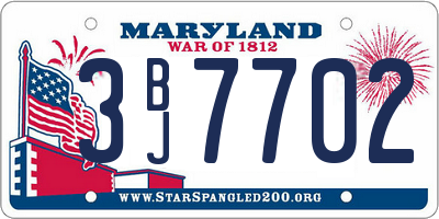 MD license plate 3BJ7702