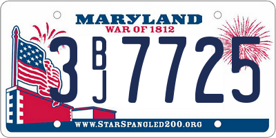 MD license plate 3BJ7725