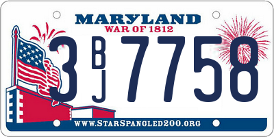 MD license plate 3BJ7758