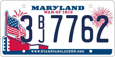 MD license plate 3BJ7762