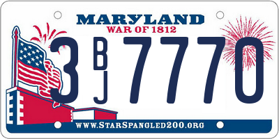 MD license plate 3BJ7770