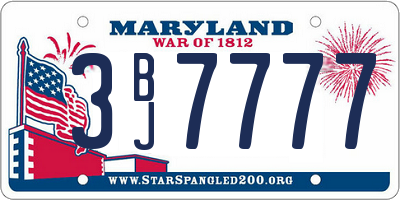 MD license plate 3BJ7777
