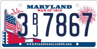 MD license plate 3BJ7867