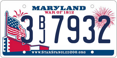 MD license plate 3BJ7932