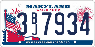 MD license plate 3BJ7934