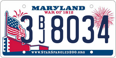 MD license plate 3BJ8034