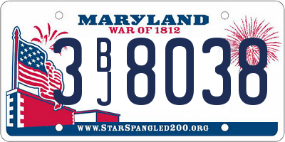 MD license plate 3BJ8038