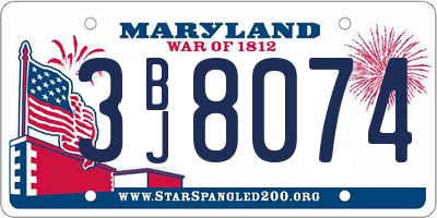 MD license plate 3BJ8074
