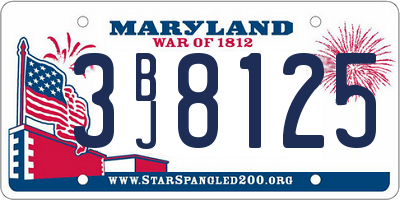 MD license plate 3BJ8125