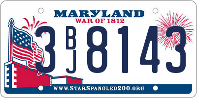 MD license plate 3BJ8143