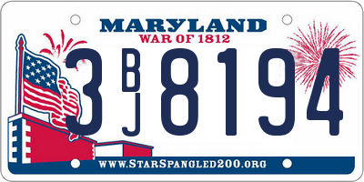 MD license plate 3BJ8194