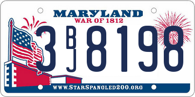 MD license plate 3BJ8198